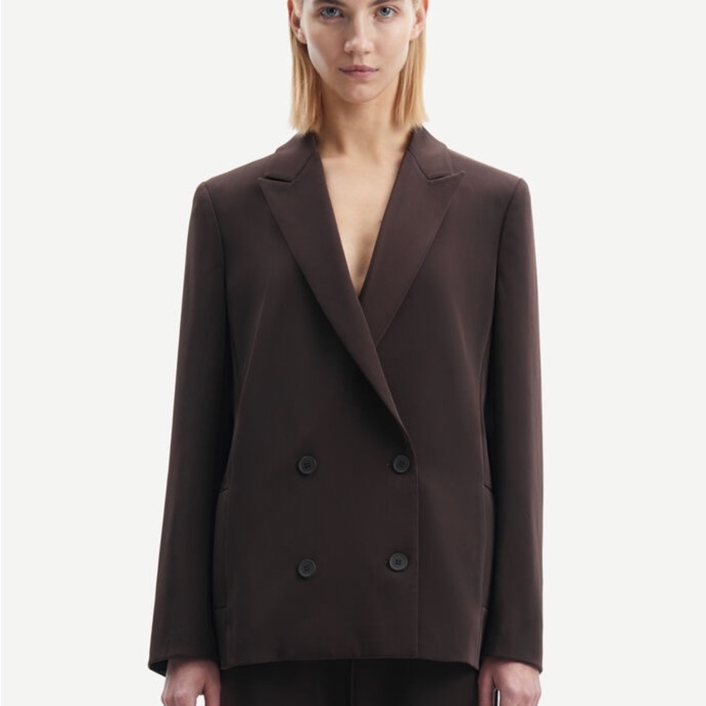 RTR SAMSOE SAMSOE Hoys blazer 7331 color mole DoubleBreasted Blazer, Size Medium